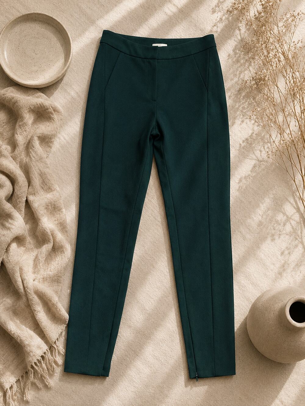 REISS Darla Slim Ankle Pants Dark Green Tailored Old Money Quiet Luxury Size 0